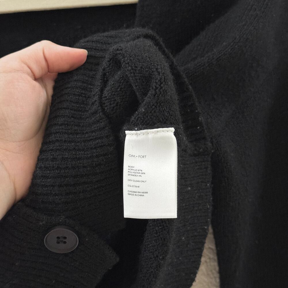 Oak + Fort Black Cropped V-Neck Cardigan - Picture 5 of 5
